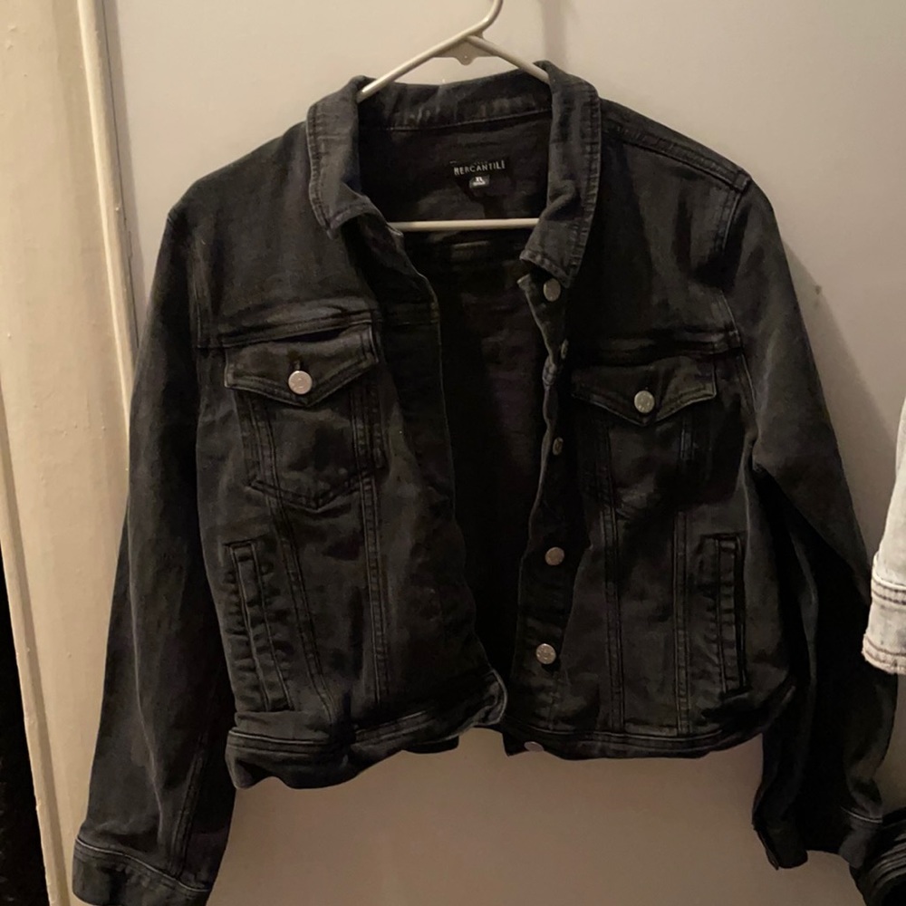 Black cropped denim jacket